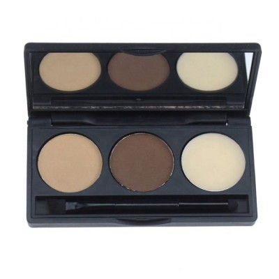 Make up private label 3 color waterproof eyebrow powder palette with eyebrow brush